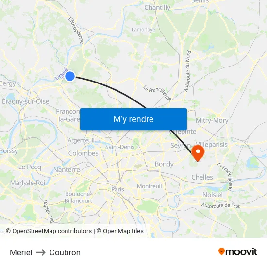 Meriel to Coubron map