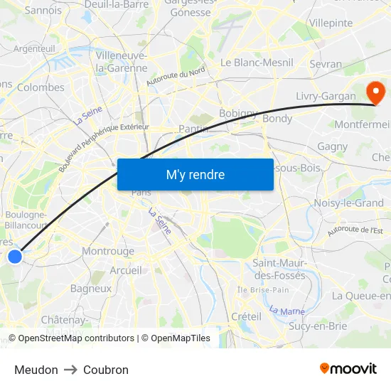 Meudon to Coubron map