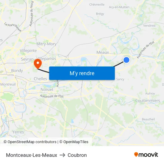 Montceaux-Les-Meaux to Coubron map