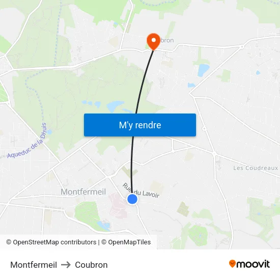 Montfermeil to Coubron map