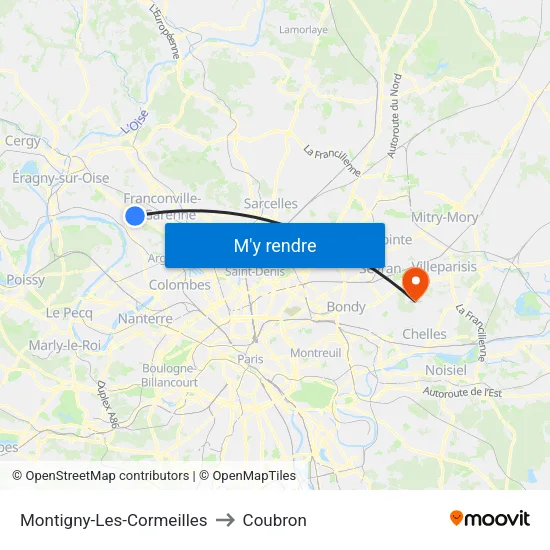 Montigny-Les-Cormeilles to Coubron map