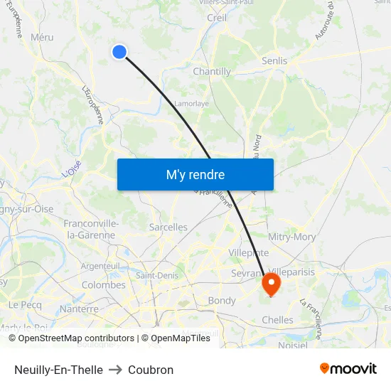 Neuilly-En-Thelle to Coubron map