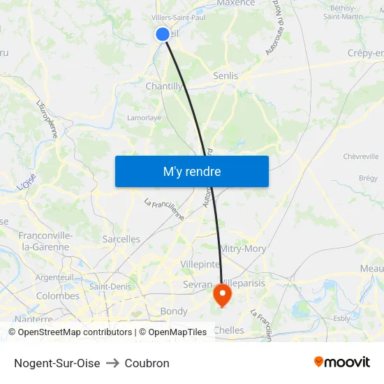 Nogent-Sur-Oise to Coubron map