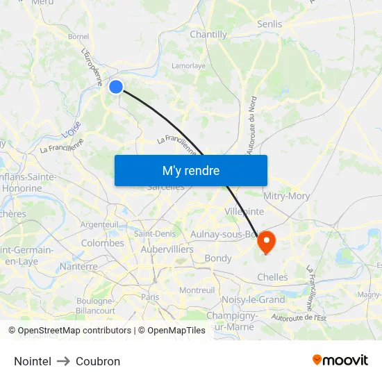Nointel to Coubron map