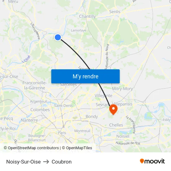 Noisy-Sur-Oise to Coubron map