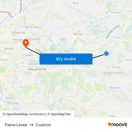 Pierre-Levee to Coubron map