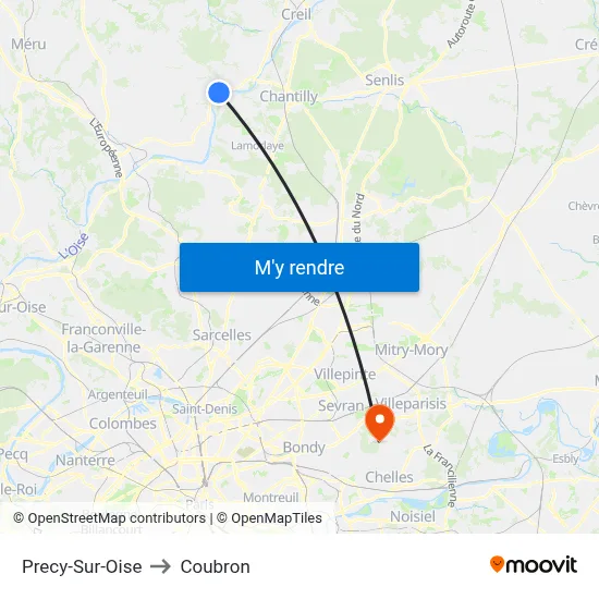 Precy-Sur-Oise to Coubron map