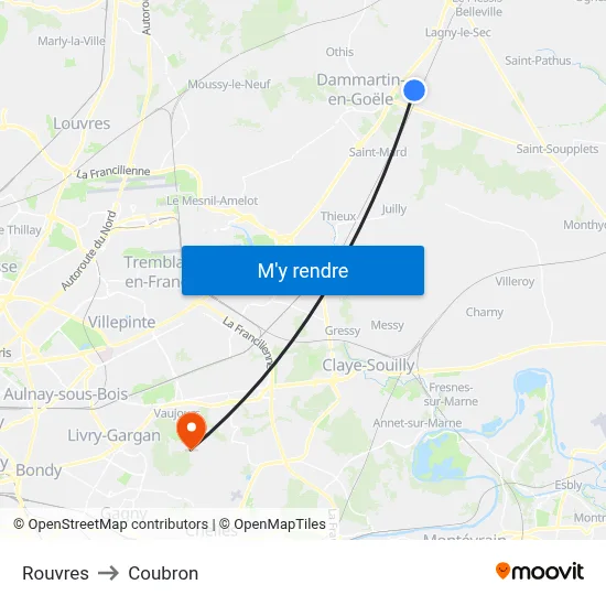 Rouvres to Coubron map