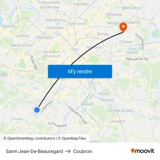 Saint-Jean-De-Beauregard to Coubron map
