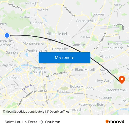 Saint-Leu-La-Foret to Coubron map