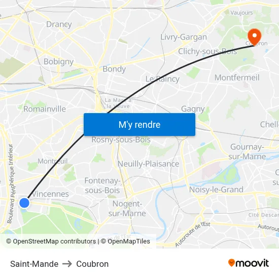 Saint-Mande to Coubron map