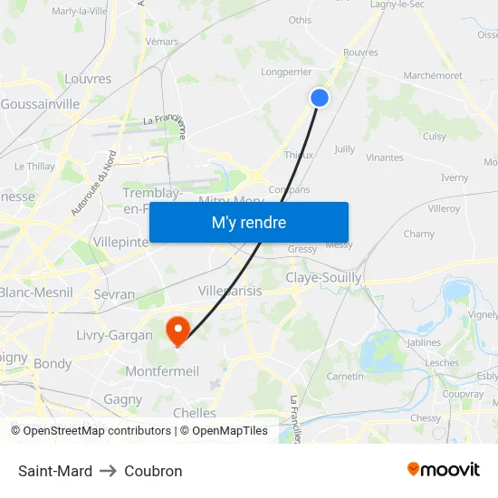 Saint-Mard to Coubron map