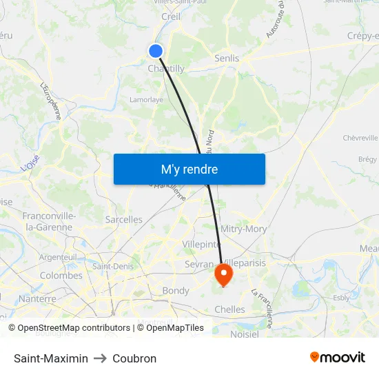 Saint-Maximin to Coubron map