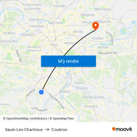 Saulx-Les-Chartreux to Coubron map