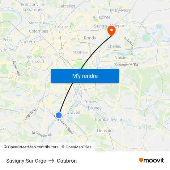 Savigny-Sur-Orge to Coubron map