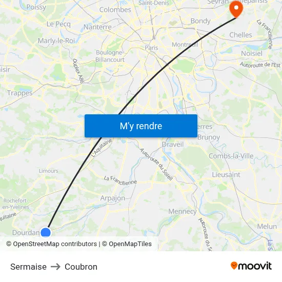 Sermaise to Coubron map