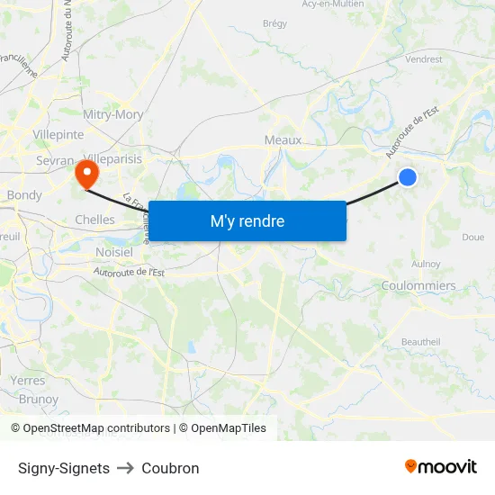 Signy-Signets to Coubron map