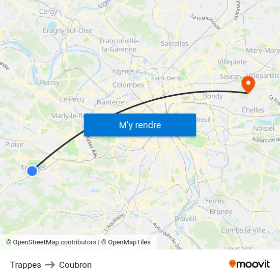 Trappes to Coubron map