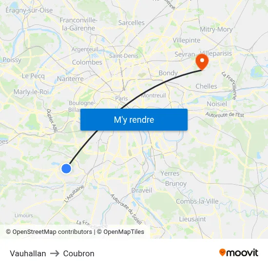 Vauhallan to Coubron map