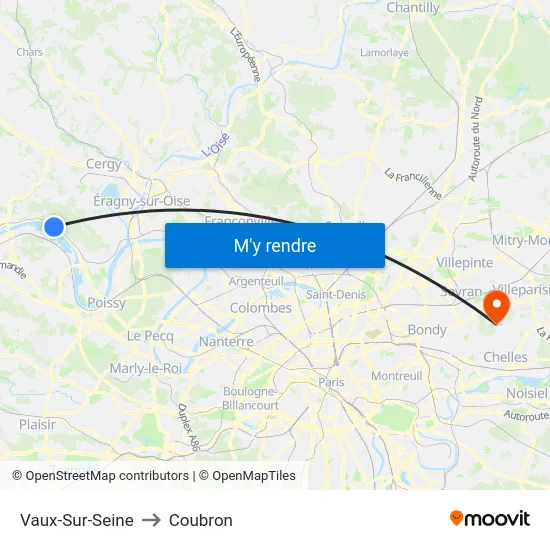 Vaux-Sur-Seine to Coubron map