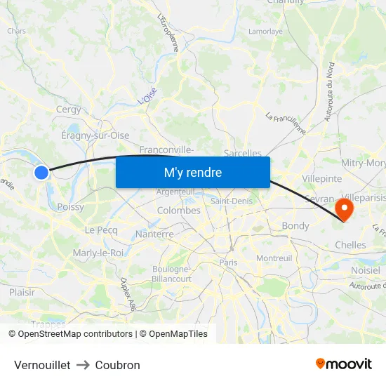 Vernouillet to Coubron map