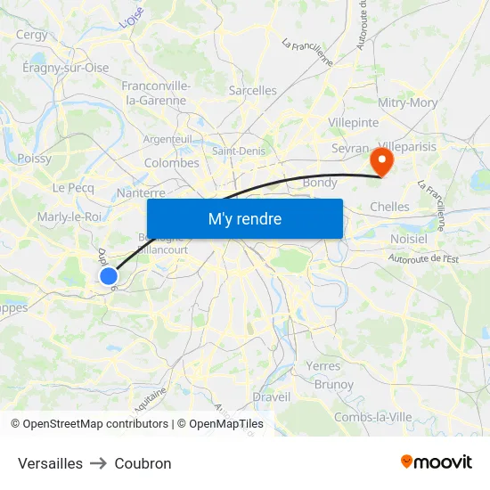 Versailles to Coubron map