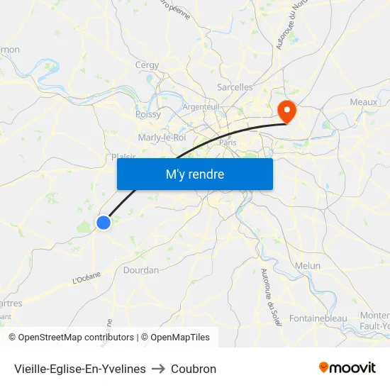Vieille-Eglise-En-Yvelines to Coubron map