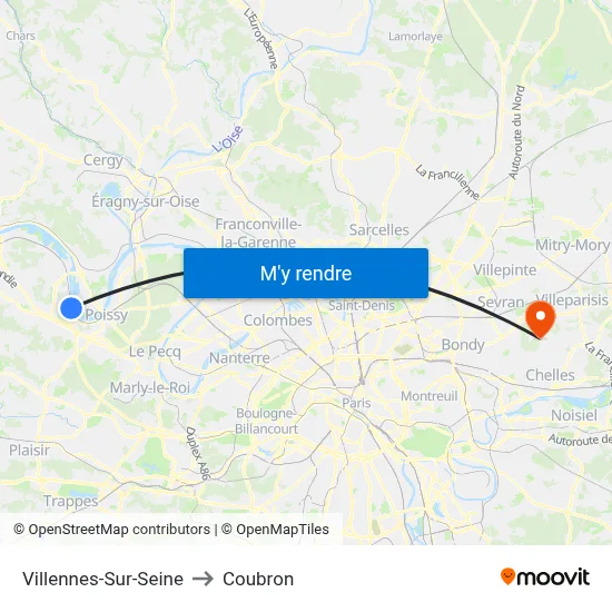 Villennes-Sur-Seine to Coubron map