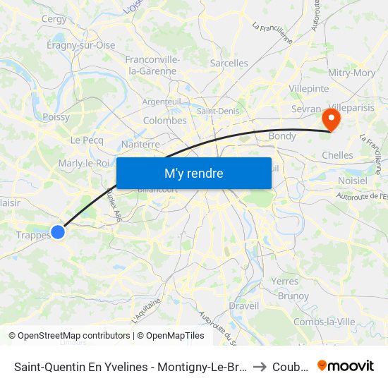 Saint-Quentin En Yvelines - Montigny-Le-Bretonneux to Coubron map