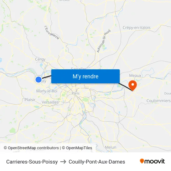 Carrieres-Sous-Poissy to Couilly-Pont-Aux-Dames map