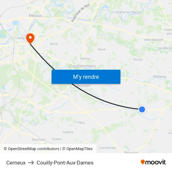 Cerneux to Couilly-Pont-Aux-Dames map