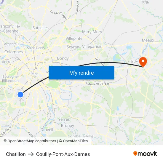 Chatillon to Couilly-Pont-Aux-Dames map