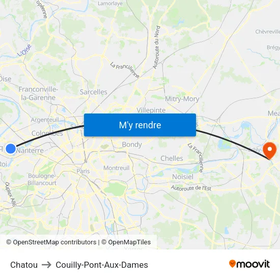 Chatou to Couilly-Pont-Aux-Dames map