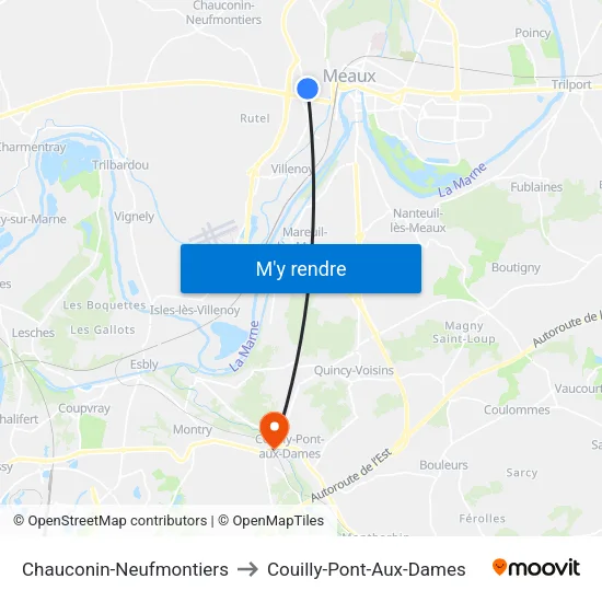 Chauconin-Neufmontiers to Couilly-Pont-Aux-Dames map