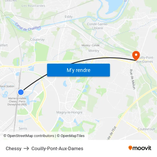 Chessy to Couilly-Pont-Aux-Dames map