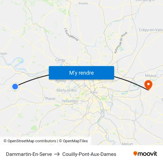 Dammartin-En-Serve to Couilly-Pont-Aux-Dames map
