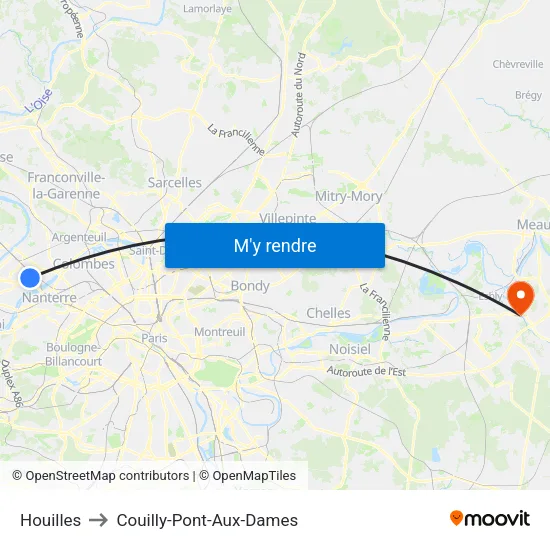 Houilles to Couilly-Pont-Aux-Dames map