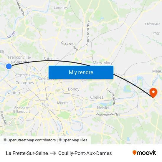 La Frette-Sur-Seine to Couilly-Pont-Aux-Dames map