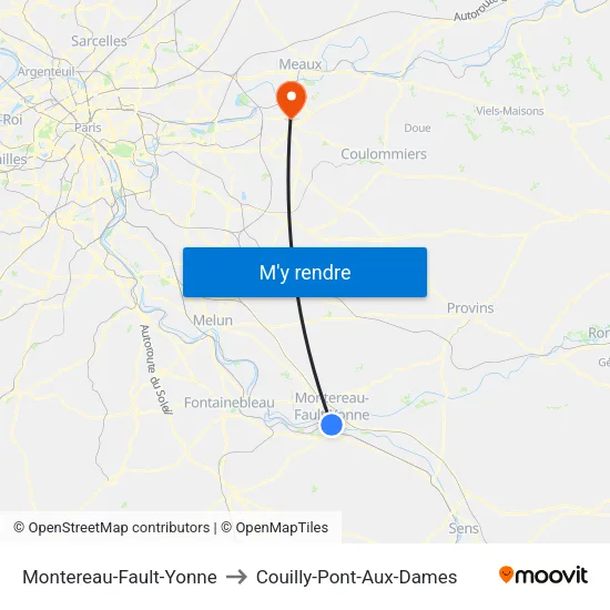 Montereau-Fault-Yonne to Couilly-Pont-Aux-Dames map