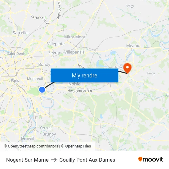 Nogent-Sur-Marne to Couilly-Pont-Aux-Dames map