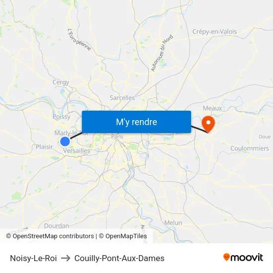 Noisy-Le-Roi to Couilly-Pont-Aux-Dames map