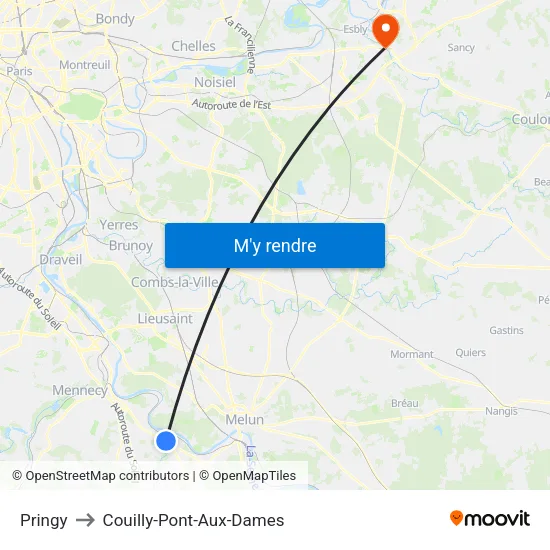 Pringy to Couilly-Pont-Aux-Dames map