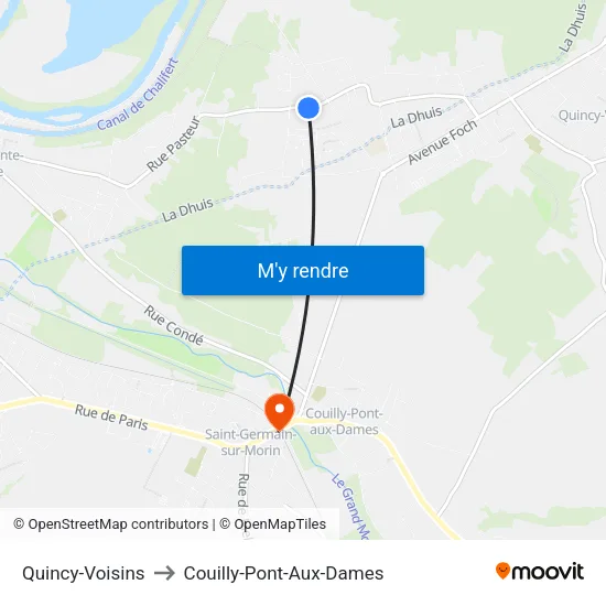 Quincy-Voisins to Couilly-Pont-Aux-Dames map
