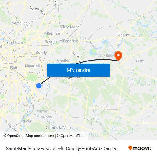Saint-Maur-Des-Fosses to Couilly-Pont-Aux-Dames map