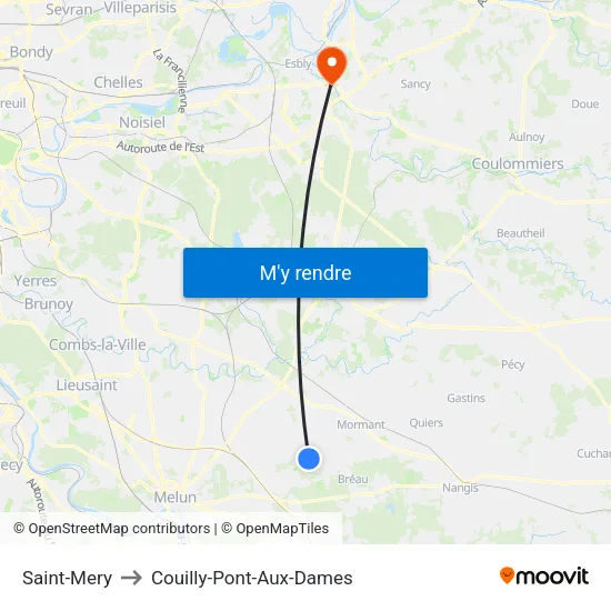 Saint-Mery to Couilly-Pont-Aux-Dames map