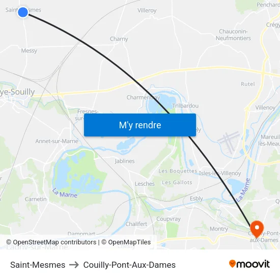Saint-Mesmes to Couilly-Pont-Aux-Dames map