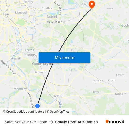 Saint-Sauveur-Sur-Ecole to Couilly-Pont-Aux-Dames map