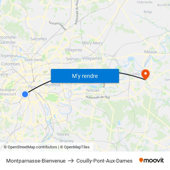 Montparnasse-Bienvenue to Couilly-Pont-Aux-Dames map
