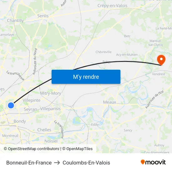 Bonneuil-En-France to Coulombs-En-Valois map