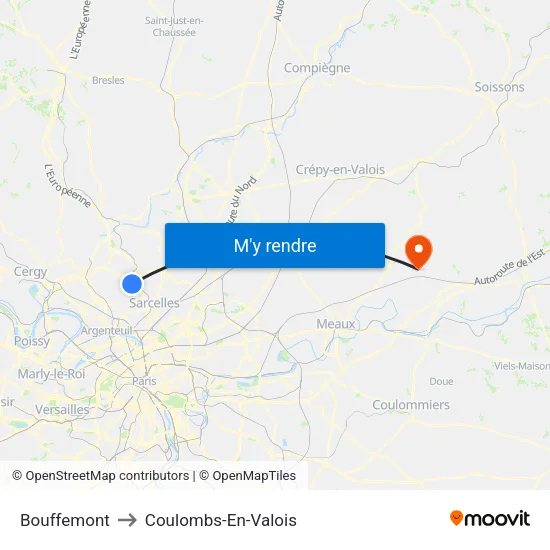Bouffemont to Coulombs-En-Valois map